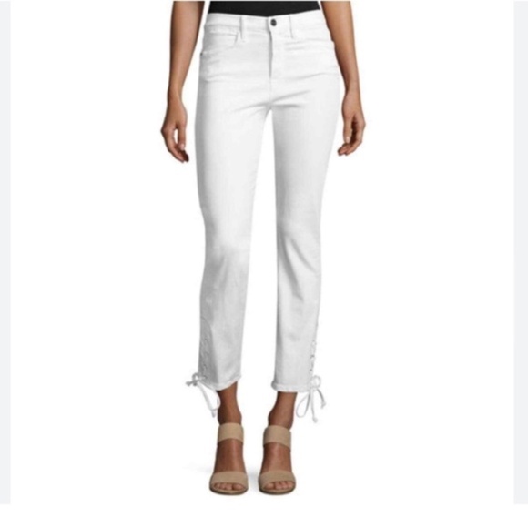 FRAME DENIM LE HIGH STRAIGHT Laced Ankle Jeans in Blanc Size 29 - Picture 3 of 10